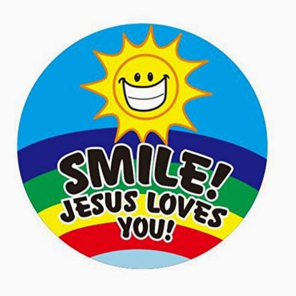 50 SMILE JESUS LOVES YOU Stickers 1.5" - Picture 1 of 5